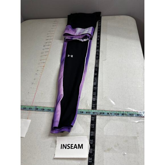 Under Armour HeatGear Compression Leggings  SZ Small Purple Workout Yoga Running - Picture 9 of 13